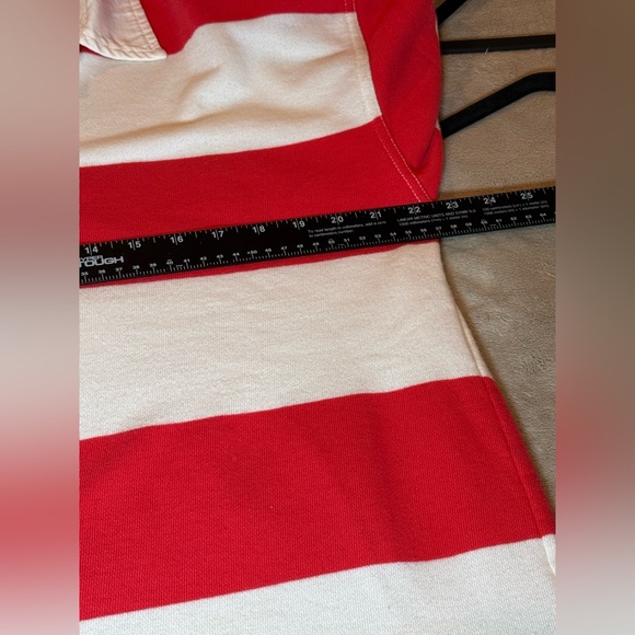 Aerie Oversized Prep Rally Rugby Shirt Red White Stripe Y2K Aesthetic Small - Picture 8 of 12